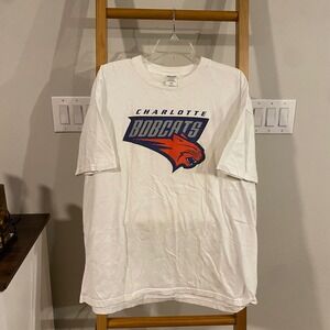 Charlotte Bobcats Mens 2XL White Graphic T Shirt Anvil Pre Shrunk Cotton